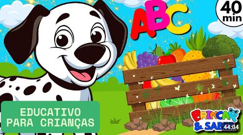 DESENHO EDUCATIVO PARA CRIANÇAS PEQUENAS APRENDER: AS CORES, AS FRUTAS E AS LETRAS - BRINCAR E SABER 